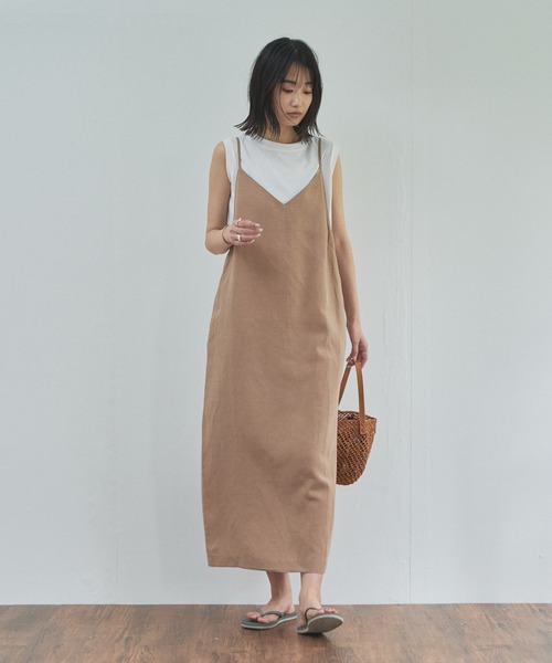 audrey and john wad（オードリーアンドジョンワッド）の「【Audrey and John Wad】キャミワンピース×ノースリーブトップス（セット）（ワンピース・レディース・ブラック/ベージュ/グリーン・FREE）」の17枚目の写真