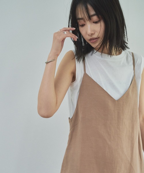 audrey and john wad（オードリーアンドジョンワッド）の「【Audrey and John Wad】キャミワンピース×ノースリーブトップス（セット）（ワンピース・レディース・ブラック/ベージュ/グリーン・FREE）」の8枚目の写真