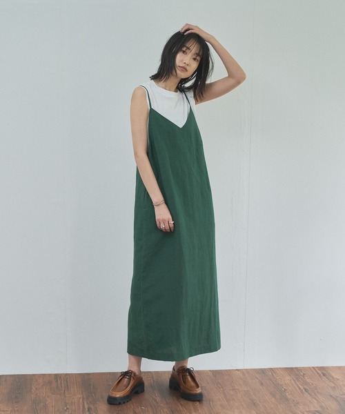 audrey and john wad（オードリーアンドジョンワッド）の「【Audrey and John Wad】キャミワンピース×ノースリーブトップス（セット）（ワンピース・レディース・ブラック/ベージュ/グリーン・FREE）」の10枚目の写真