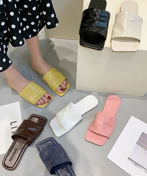 STYLEBLOCK(スタイルブロック)の「スクエアフラットトゥミュールサンダル(サンダル・レディース・ネイビー/ブラック/ベージュ/ホワイト/ブラウン/ピンク/イエロー・35/39/38/36/37/40)」の11枚目の写真