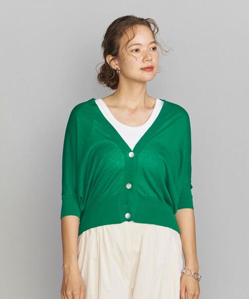 BEAUTY&YOUTH UNITED ARROWS（ビューティーアンドユースユナイテッドアローズ）の「BY バックドレープ6分袖カーディガン -ウォッシャブルｰ（カーディガン/ボレロ・レディース・ケリー・FREE）」の2枚目の写真