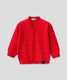 BENETTON (UNITED COLORS OF BENETTON)（ベネトンユナイテッドカラーズオブベネトン）の「キッズボーダーモチーフVネックボタンカーディガンB（カーディガン/ボレロ・キッズ）」