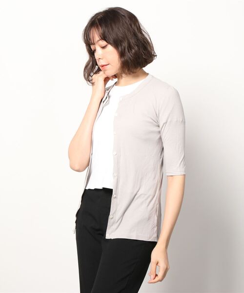 日本大特価 ダークグレー Light weight rib half slv cardy 日本大特価 ダークグレー Light weight rib half slv cardy