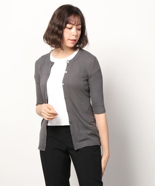 日本大特価 ダークグレー Light weight rib half slv cardy 日本大特価 ダークグレー Light weight rib half slv cardy