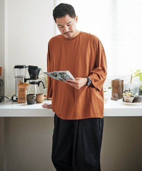 Sunny clouds（サニークラウズ）の「サニークラウズ　半端袖Ｔシャツ（Tシャツ/カットソー・メンズ・オレンジ系その他/ブラック・SMALL/LARGE/MEDIUM/BL）」の9枚目の写真