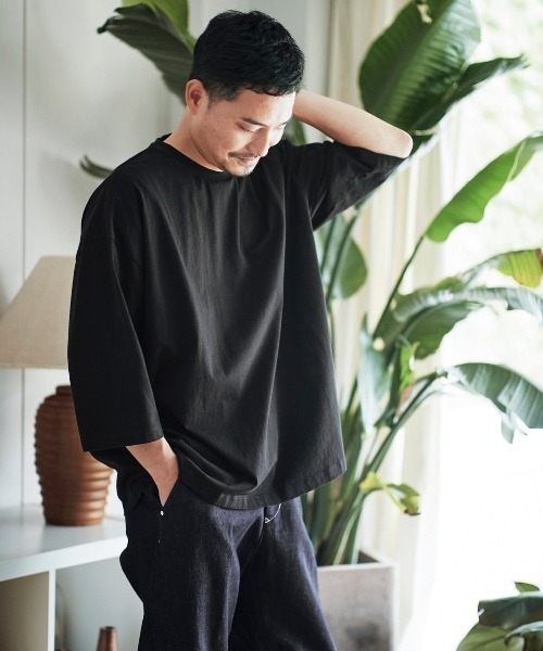 Sunny clouds（サニークラウズ）の「サニークラウズ　半端袖Ｔシャツ（Tシャツ/カットソー・メンズ・オレンジ系その他/ブラック・SMALL/LARGE/MEDIUM/BL）」の7枚目の写真