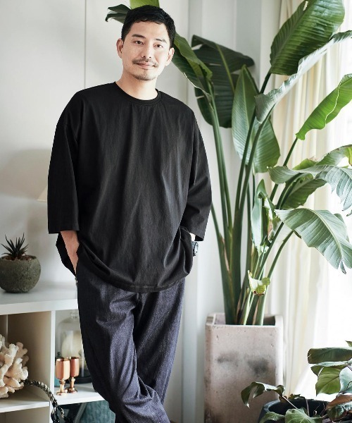 Sunny clouds（サニークラウズ）の「サニークラウズ　半端袖Ｔシャツ（Tシャツ/カットソー・メンズ・オレンジ系その他/ブラック・SMALL/LARGE/MEDIUM/BL）」の3枚目の写真