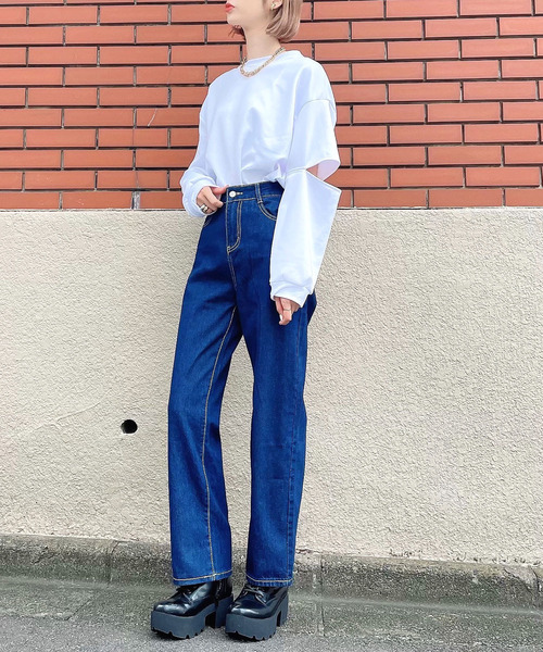 Voyage Titty Co ストレートデニムパンツ デニムパンツ Voyage Titty Co ボヤージュティティーアンドコー のファッション通販 Zozotown