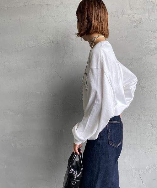 AMERICANA（アメリカーナ）の「【WEB限定】[Americana/アメリカーナ] 丸胴 ロゴプリントロンT（Tシャツ/カットソー・レディース・スミクロ/ホワイト/杢グレー・ONE SIZE）」の7枚目の写真