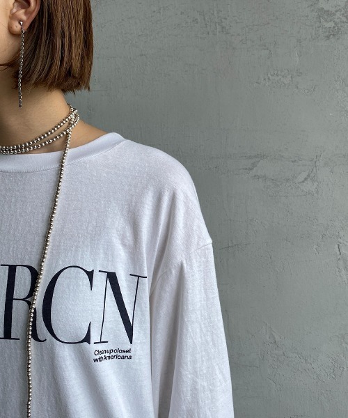 AMERICANA（アメリカーナ）の「【WEB限定】[Americana/アメリカーナ] 丸胴 ロゴプリントロンT（Tシャツ/カットソー・レディース・スミクロ/ホワイト/杢グレー・ONE SIZE）」の14枚目の写真
