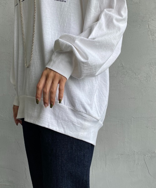 AMERICANA（アメリカーナ）の「【WEB限定】[Americana/アメリカーナ] 丸胴 ロゴプリントロンT（Tシャツ/カットソー・レディース・スミクロ/ホワイト/杢グレー・ONE SIZE）」の11枚目の写真