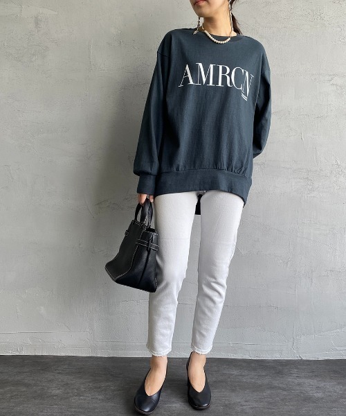 AMERICANA（アメリカーナ）の「【WEB限定】[Americana/アメリカーナ] 丸胴 ロゴプリントロンT（Tシャツ/カットソー・レディース・スミクロ/ホワイト/杢グレー・ONE SIZE）」の13枚目の写真