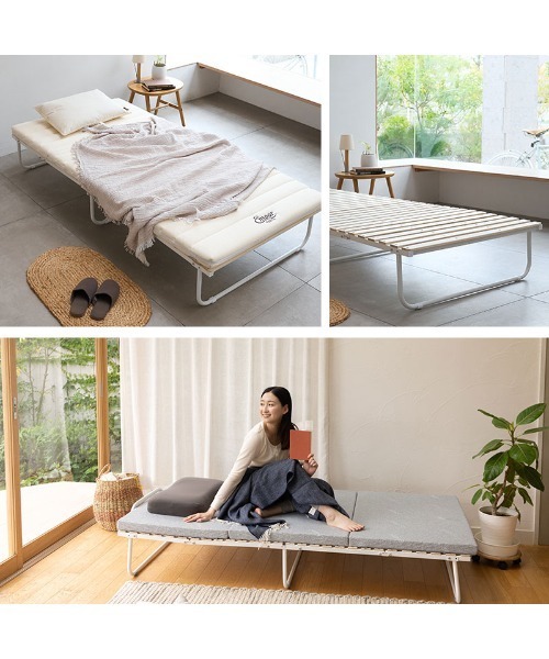 EMOOR（エムール）の「予約品 クローゼットに収納できる4つ折りすのこベッド/シングル（寝具・レディース・ナチュラル・FREE）」の12枚目の写真