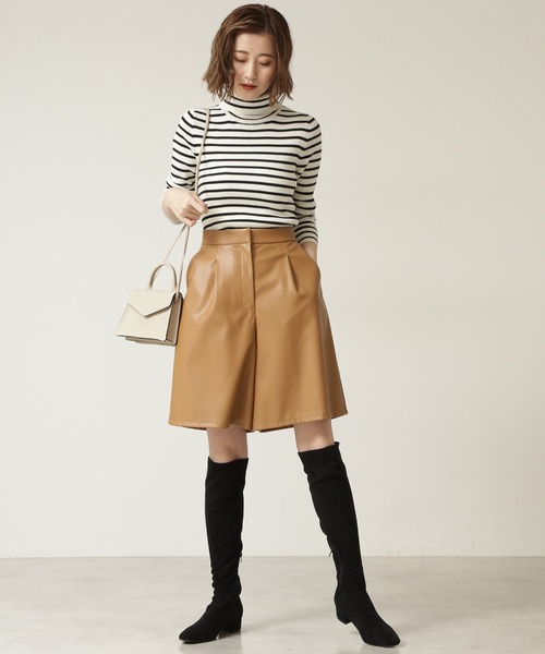 NATURAL BEAUTY BASIC（ナチュラルビューティーベーシック）の「ウールブレンドリブ タートル（ニット/セーター・レディース・ブラック/グレー/オフホワイト/ホワイト系その他/ブルー・MEDIUM）」の14枚目の写真