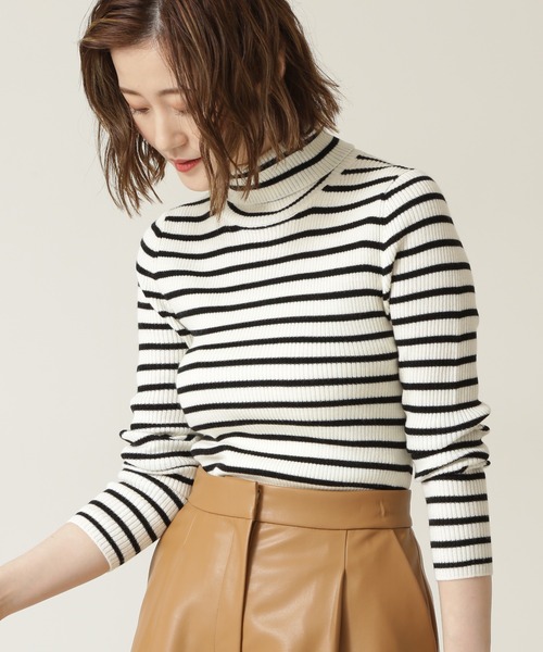 NATURAL BEAUTY BASIC（ナチュラルビューティーベーシック）の「ウールブレンドリブ タートル（ニット/セーター・レディース・ブラック/グレー/オフホワイト/ホワイト系その他/ブルー・MEDIUM）」の21枚目の写真