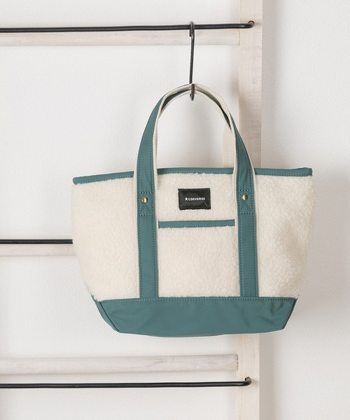 CONVERSE（コンバース）の「【CONVERSE/コンバース】ブランドロゴ ボア＆ツイル ミニトートバッグ（トートバッグ・レディース・ブラック/ベージュ/ブルーグリーン・FREE）」の3枚目の写真