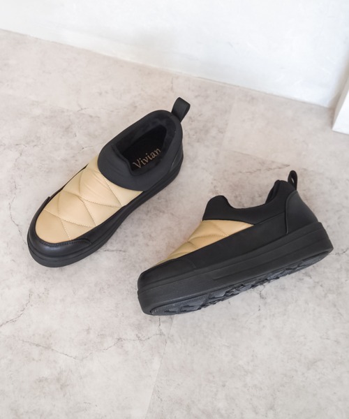 VIVIAN（ヴィヴィアン）の「防水防寒スリッポン（レインシューズ・レディース・ブラック/ベージュ/グレー/カーキ/アイボリー・LL/S/M/L）」の4枚目の写真