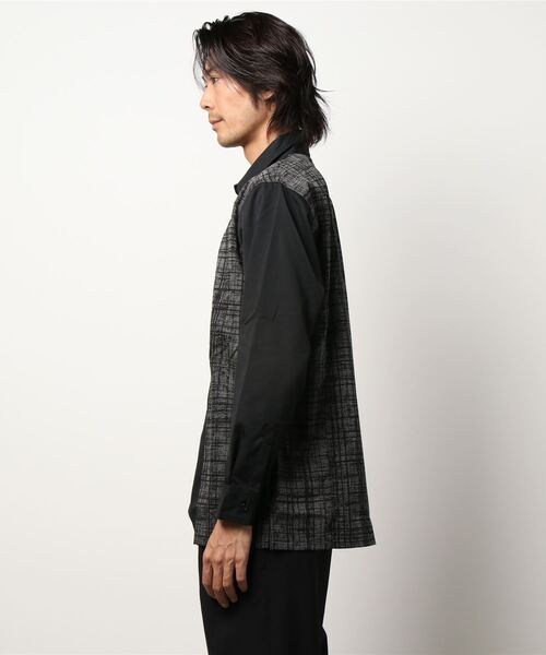 semantic design（セマンティックデザイン）の「シェラック/SHELLAC チェックプリント配色 長袖シャツ（シャツ/ブラウス・メンズ・ブラック・MEDIUM/LARGE/X-LARGE/S）」の6枚目の写真