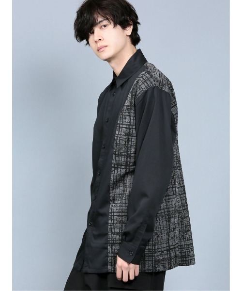 semantic design（セマンティックデザイン）の「シェラック/SHELLAC チェックプリント配色 長袖シャツ（シャツ/ブラウス・メンズ・ブラック・MEDIUM/LARGE/X-LARGE/S）」の5枚目の写真