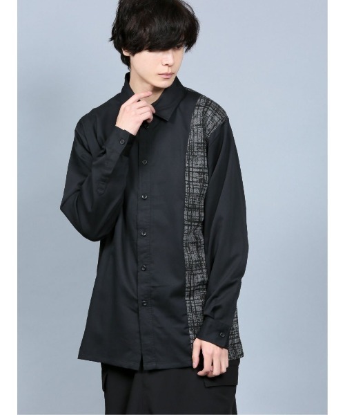 semantic design（セマンティックデザイン）の「シェラック/SHELLAC チェックプリント配色 長袖シャツ（シャツ/ブラウス・メンズ・ブラック・MEDIUM/LARGE/X-LARGE/S）」の8枚目の写真