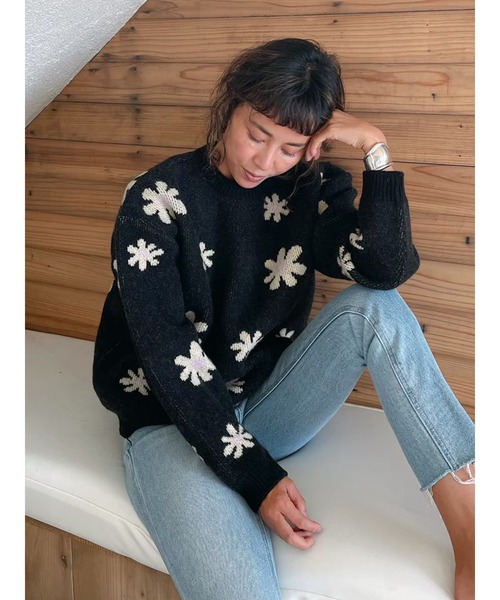 Vicente(ヴィセンテ)の「Happy flower knit(ニット/セーター・レディース・パープル/イエロー・FREE)」の7枚目の写真