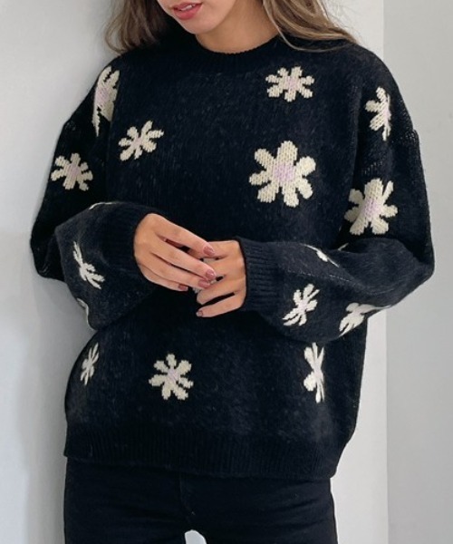 Vicente(ヴィセンテ)の「Happy flower knit(ニット/セーター・レディース・パープル/イエロー・FREE)」の14枚目の写真