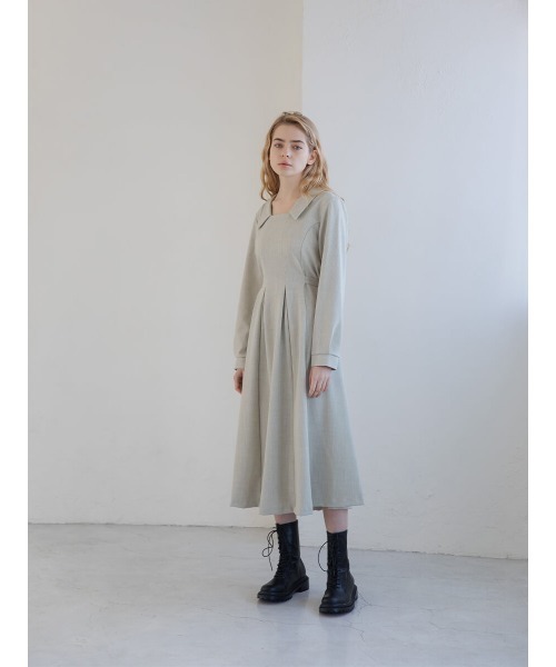 Ayla（アイラ）の「tuck pleats onepiece（ワンピース・レディース・ライトグレー/ベージュ・FREE）」の2枚目の写真
