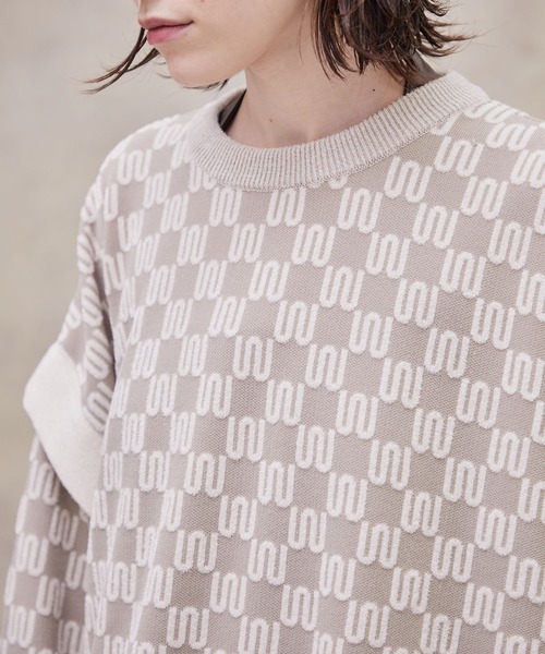 PUBLIC TOKYO（パブリックトウキョウ）の「パイルジャガードアシメニット（ニット/セーター・レディース・アイボリー/ネイビー・FREE）」の22枚目の写真