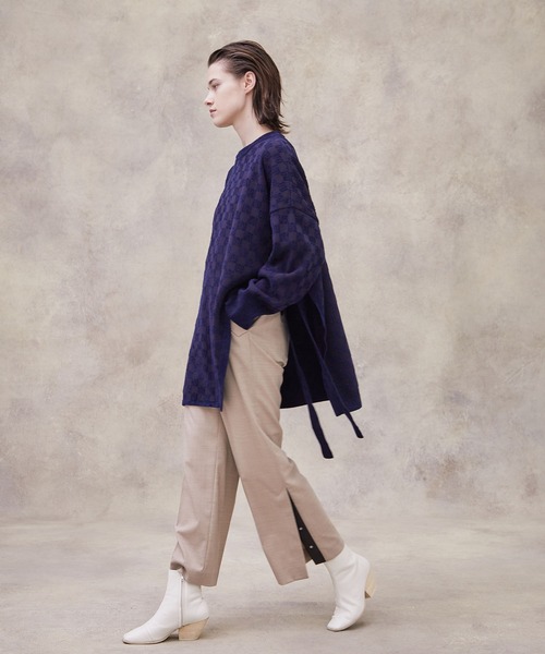 PUBLIC TOKYO（パブリックトウキョウ）の「パイルジャガードアシメニット（ニット/セーター・レディース・アイボリー/ネイビー・FREE）」の17枚目の写真