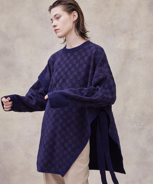 PUBLIC TOKYO（パブリックトウキョウ）の「パイルジャガードアシメニット（ニット/セーター・レディース・アイボリー/ネイビー・FREE）」の13枚目の写真