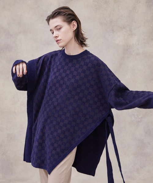 PUBLIC TOKYO（パブリックトウキョウ）の「パイルジャガードアシメニット（ニット/セーター・レディース・アイボリー/ネイビー・FREE）」の14枚目の写真