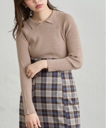 natural couture | ちょっとモードな大人の衿付きリブニット(ニット/セーター)