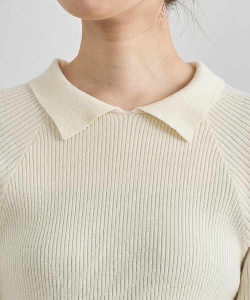 natural couture(ナチュラルクチュール)の「ちょっとモードな大人の衿付きリブニット(ニット/セーター・レディース・ブラック/オフホワイト/グリーン/ライトベージュ・FREE)」の16枚目の写真