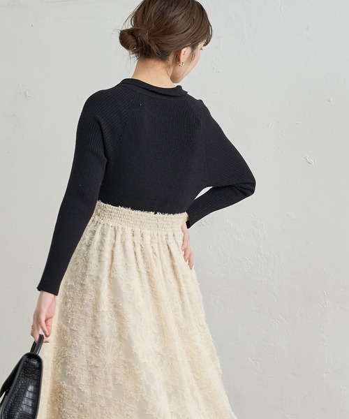 natural couture(ナチュラルクチュール)の「ちょっとモードな大人の衿付きリブニット(ニット/セーター・レディース・ブラック/オフホワイト/グリーン/ライトベージュ・FREE)」の17枚目の写真