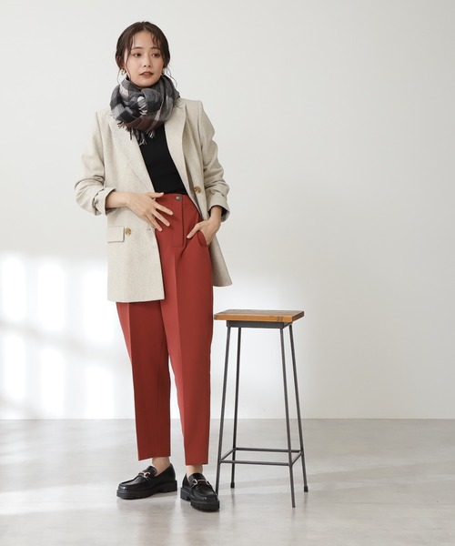 N.(N. Natural Beauty Basic)(エヌエヌナチュラルビューティーベーシック)の「ウールチェックストール(ストール/ショール・レディース・ブラウン・フリ-)」の2枚目の写真