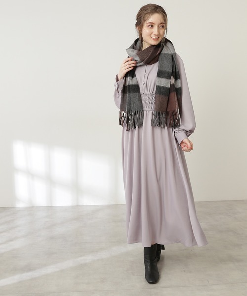N.(N. Natural Beauty Basic)(エヌエヌナチュラルビューティーベーシック)の「ウールチェックストール(ストール/ショール・レディース・ブラウン・フリ-)」の6枚目の写真
