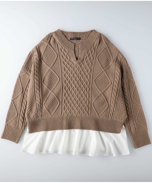 HONEYSUCKLE ROSE(ハニーサックルローズ)の「【HONEYSUCKLE ROSE】フェイクレイヤードニット(ニット/セーター・レディース・ベージュ/ブラック/オフホワイト・L/M)」の17枚目の写真