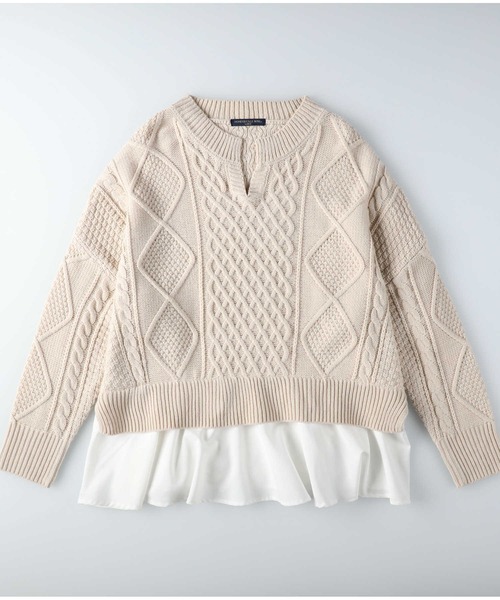 HONEYSUCKLE ROSE(ハニーサックルローズ)の「【HONEYSUCKLE ROSE】フェイクレイヤードニット(ニット/セーター・レディース・ベージュ/ブラック/オフホワイト・L/M)」の15枚目の写真