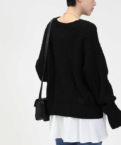 HONEYSUCKLE ROSE(ハニーサックルローズ)の「【HONEYSUCKLE ROSE】フェイクレイヤードニット(ニット/セーター・レディース・ベージュ/ブラック/オフホワイト・L/M)」の10枚目の写真