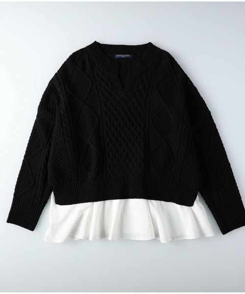 HONEYSUCKLE ROSE(ハニーサックルローズ)の「【HONEYSUCKLE ROSE】フェイクレイヤードニット(ニット/セーター・レディース・ベージュ/ブラック/オフホワイト・L/M)」の16枚目の写真