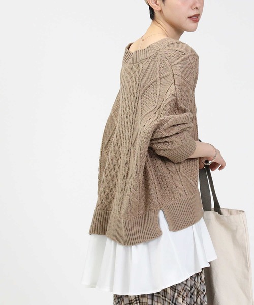 HONEYSUCKLE ROSE(ハニーサックルローズ)の「【HONEYSUCKLE ROSE】フェイクレイヤードニット(ニット/セーター・レディース・ベージュ/ブラック/オフホワイト・L/M)」の14枚目の写真