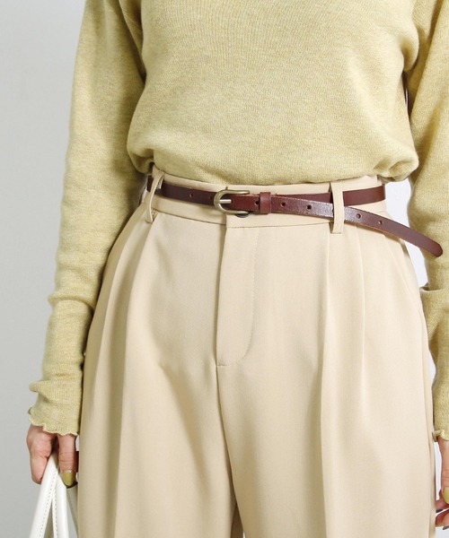 Crisp（クリスプ）の「細レザーベルト（ベルト・レディース・ブラウン/キャメル・FREE）」の4枚目の写真