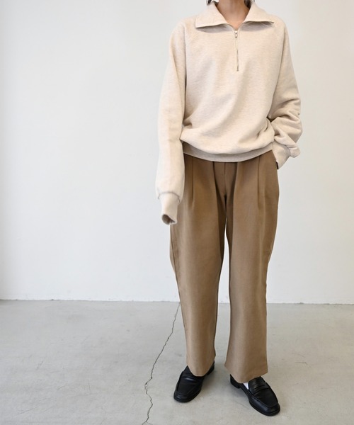 CANAL JEAN（キャナルジーン）の「El mar(エルマール) 裏起毛ラグランハーフZIPトレーナー（スウェット・レディース・グレー/オートミール・ONE SIZE）」の7枚目の写真