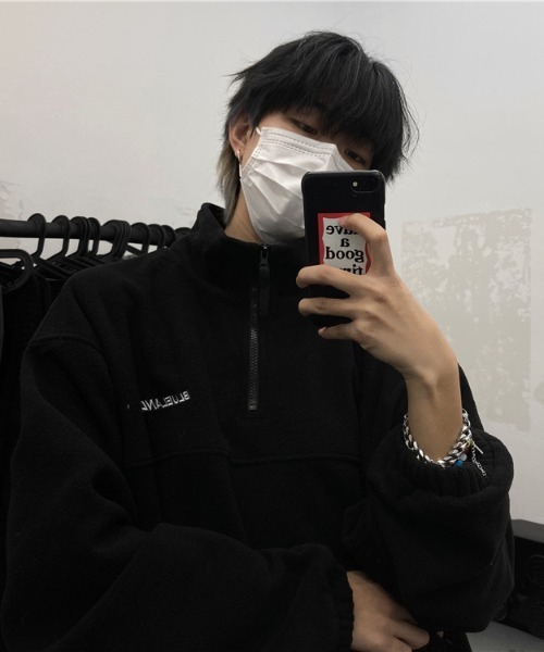 almo(アルモ)の「フリースハーフジッププルオーバートップス(NEZ)(その他トップス・レディース・ブラック/オフホワイト・MEDIUM)」の11枚目の写真