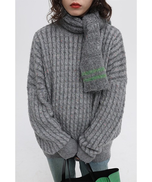 MASONPRINCE(メイソンプリンス)の「【MASONPRINCE】Oversized color dot yarn knit pullover MY0191(ニット/セーター・メンズ・グリーン/ブルーグリーン/グレー/アイボリー/ブルー・S/L/M)」の1枚目の写真