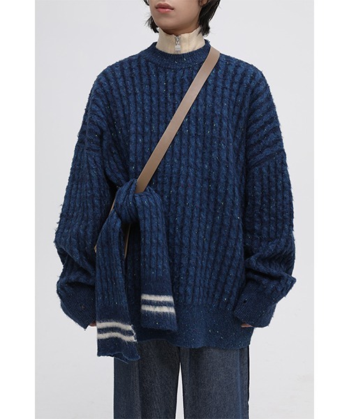 MASONPRINCE(メイソンプリンス)の「【MASONPRINCE】Oversized color dot yarn knit pullover MY0191(ニット/セーター・メンズ・グリーン/ブルーグリーン/グレー/アイボリー/ブルー・S/L/M)」の4枚目の写真