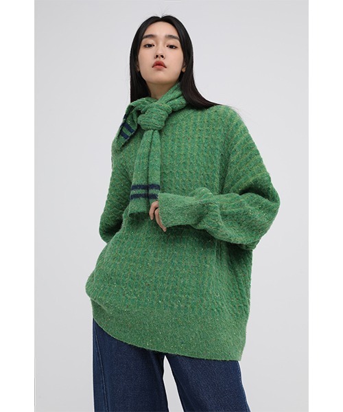 MASONPRINCE(メイソンプリンス)の「【MASONPRINCE】Oversized color dot yarn knit pullover MY0191(ニット/セーター・メンズ・グリーン/ブルーグリーン/グレー/アイボリー/ブルー・S/L/M)」の3枚目の写真