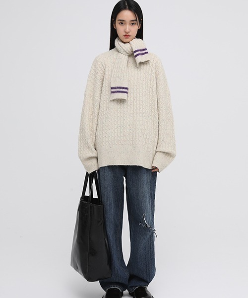 MASONPRINCE(メイソンプリンス)の「【MASONPRINCE】Oversized color dot yarn knit pullover MY0191(ニット/セーター・メンズ・グリーン/ブルーグリーン/グレー/アイボリー/ブルー・S/L/M)」の6枚目の写真