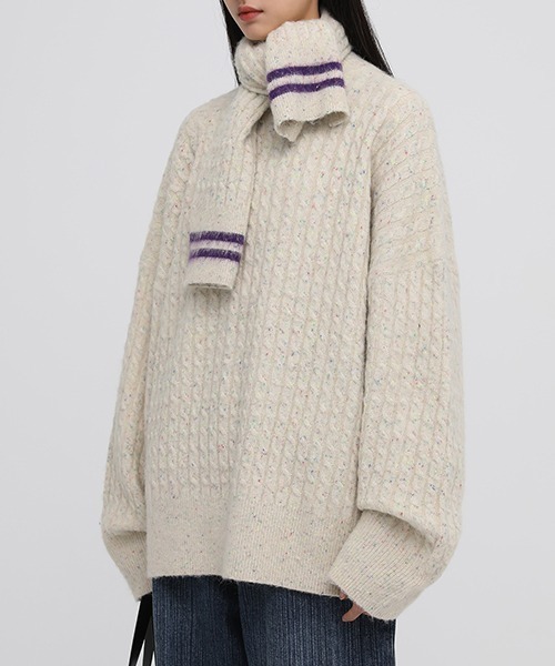 MASONPRINCE(メイソンプリンス)の「【MASONPRINCE】Oversized color dot yarn knit pullover MY0191(ニット/セーター・メンズ・グリーン/ブルーグリーン/グレー/アイボリー/ブルー・S/L/M)」の7枚目の写真