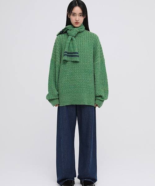 MASONPRINCE(メイソンプリンス)の「【MASONPRINCE】Oversized color dot yarn knit pullover MY0191(ニット/セーター・メンズ・グリーン/ブルーグリーン/グレー/アイボリー/ブルー・S/L/M)」の9枚目の写真